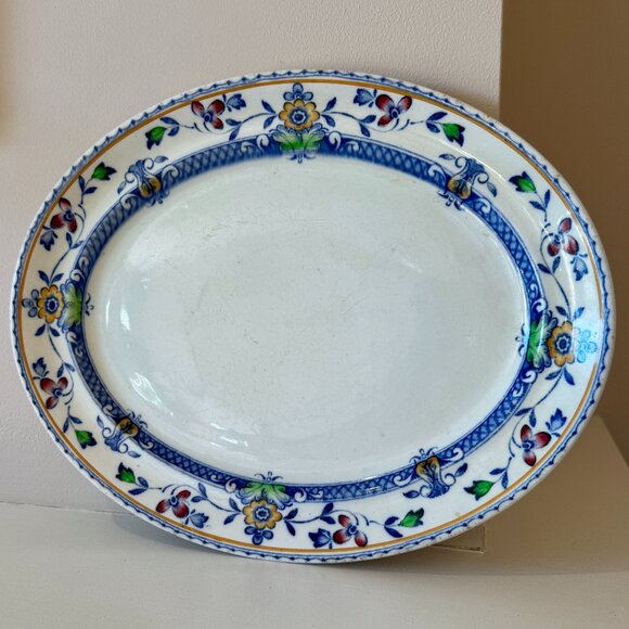 Antique 1920s Whieldon Ware F Winkle & Co Zeeland Pattern Oval Serving Plate - Picture 2 of 11